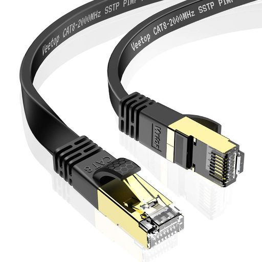 VEETOP 2M LAN֥ CAT8 եå ޤɻ ǳ Ѹ Ķ® 40GBPS 2000MHZ 26AWG ť...