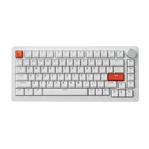 DRUNKDEERA75PROラピッドトリガーメカニカルゲーミングキーボードサイレント磁気スイッチ調節可能な作動PBTキーキャップチェリープロファイルRGB75%82キーANSI有線ノブ付き、ホワイト