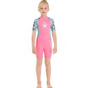 ウエットスーツ子ども2.5mm半袖ワンピース女の子フルスーツスイムウェアキッズ用日焼け防止シュノーケリングサーフィンスーツ海遊びカヌー・カヤックサーフィンM150656Mサイズ
