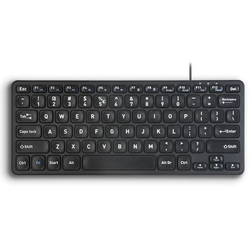 PERIXXPERIBOARD-416有線ミニUSBキーボードハブ4個付きパンタグラフキービッグプリントキー取り外し可能なUSB-C/Aケーブル英語配列キーボード