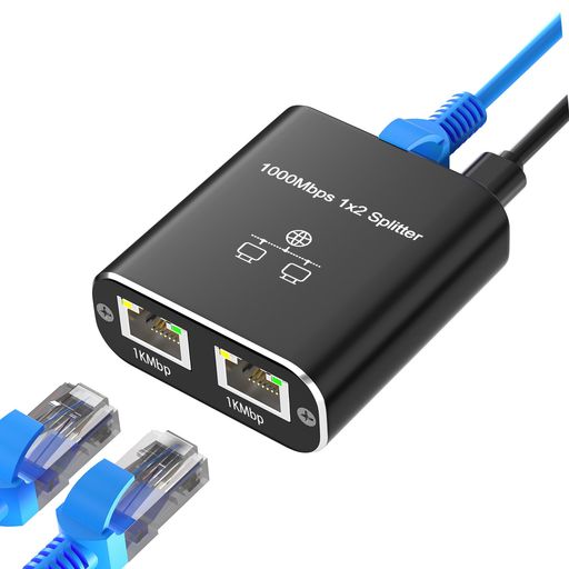 HXWLO LAN 分配器 1入力2出力 2台同時使用 高速1000MBPS イーサネットアダプタ LANケーブル 分配器 LANケーブル 分岐 LAN ハブ 2ポート 増設 有線LANアダプター LANケーブル 二股 同時使用