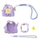 BUBBLELOGUS【たまごっちUni専用】シリコン保護カバーかわいいケース充電口対応手首ストラップ&ステッカー付き(パープル)