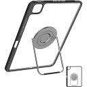 iPadAir13インチ(M3/M2、2025/2024)ケースiPadPro12.9インチ第6/5/4/3世代縦置き360°回転横置きスタンドペン収納角度調整軽量柔らかいTPU薄型耐衝撃透明ブラック