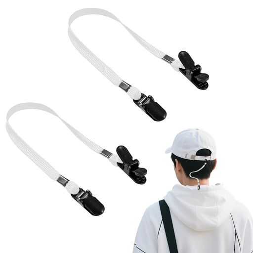 [AmyCoulee]帽子クリップ飛ばない2個セットハットクリップ帽子ストラップクキャップクリップ脱着式レジャーアウトドア(WhiteWhite)