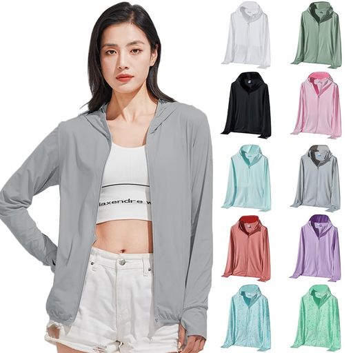 [DMFU]ラッシュガードレディース長袖水陸両用紫外線対策ラッシュパーカUVカットUPF50+フード付