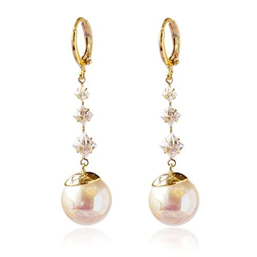 VICAKERロングパールピアスレディース人気金属アレルギー対応リングピアス18金アクセサリージルコニア..