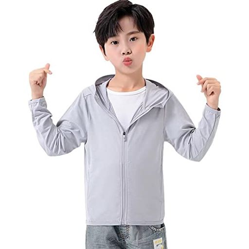 [Nesseo]ラッシュガードキッズ長袖パーカー水着ラッシュパーカー冷感フード付き男の子女の子オーバーウ..
