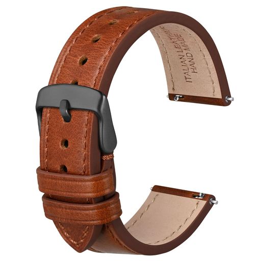 [Anbeer]時計バンド18mmイタリアンレザー腕時計ベルトQuickReleaseオイルワックス本革替えバンドステンレススチール尾錠