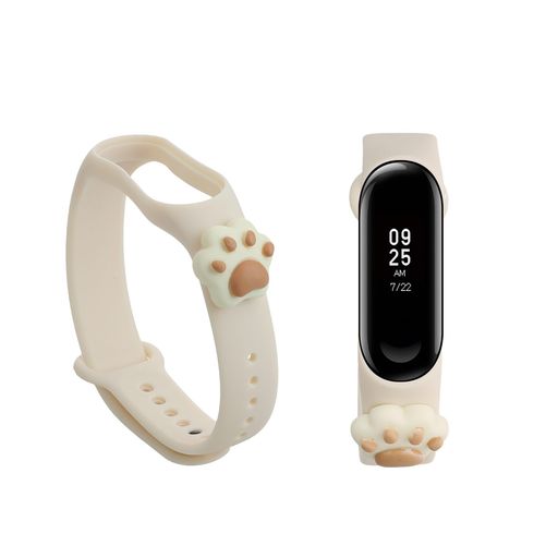 KWMOBILE 1X 交換ベルト XIAOMI MI BAND 4 / MI BAND 3対応 バンド - シリコンバンド ソフト TPU 耐久性 - ネコデザイン