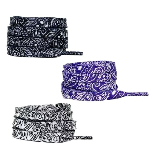 [Wdlife]靴ひもシューレース靴紐平紐3色/3足セット6本ペイズリー柄120cm140cm160cmスニーカー多彩カラ..