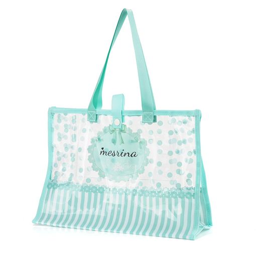 [MESRINA]プールバッグ女の子小学生ビーチバッグスイムバッグおしゃれ花柄リボン(円いグリーン)