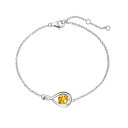 シトリンブレスレットレディース天然石11月誕生石しずくモチーフプラチナメッキシルバー925ホワイトデーお返し誕生日母の日プレゼント綺麗なBOX付き(11月シトリ...