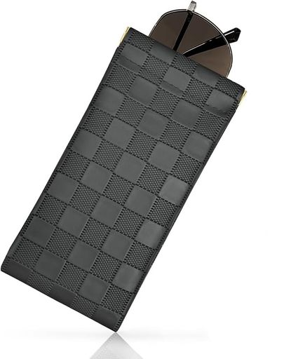 [jakabo]メガネケース眼鏡ケーススリム軽量薄型革レザーメガネ入れスクイーズトップメガネポーチポータブル眼鏡バッグ(ブラック)