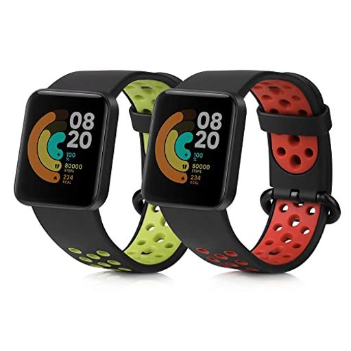 KWMOBILE 2X 交換バンド XIAOMI MI WATCH LITE/REDMI WATCH対応 ベルト - シリコンバンド ソフト TPU 耐久性 黒色/緑色/黒色/赤色