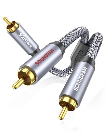 RCAオーディオケーブル 2M,SOUNDFAM RCA Yスプリッター 1(オス) to 2(オス),サブウーファー/同軸RCAオーディオケーブル 双方向RCA Yアダプター [二重シールド] サブウーファー ホームシアター AVレシ…