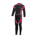 MORGENSKYウェットスーツキッズ水着2.5mm子供用フルスーツラッシュガードマリンスポーツダイビング水遊びプール長袖長ズボン防寒保温日焼け止め男の子女の子上下一体M014(レッドXL)