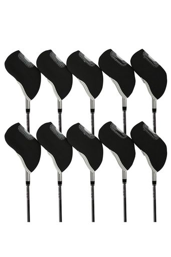 YFFSFDCゴルフアイアンカバーヘッドカバー窓付き保護カバー10枚入り(ブラック)