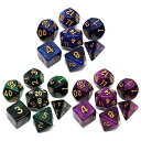 LIANHATA 多面体 ダイス サイコロ セット アクリル 21個入り D20 D12 D10 D8 D6 D4 神話TRPG MTG カードゲーム テーブルゲーム用 4面 6面 8面 10面 12面 20面 (3色(B))(2)