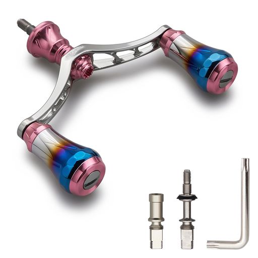 HEIGHTENV3.080/98mmリールハンドル航空アルミ製シマノダイワ通用スピニングリール用ArchAurora(桜ピン..