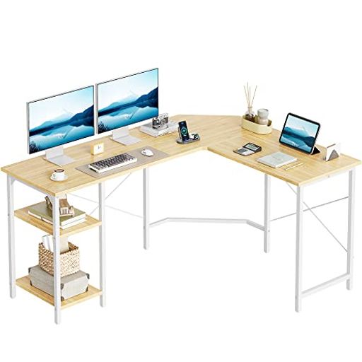 CUBICUBI L字デスク 幅150*奥行き120CM ラック付き パソコンデスク 収納 安定性 組み立て簡単 一人暮らし ナチュラル CUBICUBI L字デスク 幅150*奥行き120CM ラック付き パソコンデスク 収納 安定性 組み立て簡単 一人暮らし ナチュラル