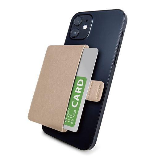 エレコム カードポケット ソフトレザー 磁気吸着 MAGKEEP IPHONE12シリーズ対応 カード1枚収納 ベージュ AMS-BP01BE
