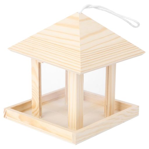 LEDMOMO鳥の餌箱木製バードフィーダー鳥小屋天然木えさ台鳥かご庭おしゃれ野鳥給餌器野鳥観察餌だいブラウン(木の色)