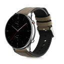KWMOBILE 交換ベルト HUAMI AMZFIT GTR (47MM) / GTR 2 / GTR 3 / GTR 4対応 バンド - シリコンバンド レザー ソフト 耐久性 オリーブグリーン(2)
