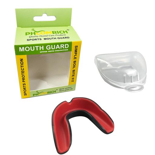 PHCOMRICHマウスピースマウスガードケース付き空手ボクシング筋トレスポーツ格闘技運動用2カラー(黒・赤)