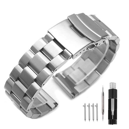 Battery, Care, Repair - [KaiTian]24mmステンレススチール腕時計ベルト、银クイックリリース式3列デザイン男女兼用時計バンド