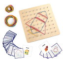 THOTH MONTESSORI 木製ジオボード 数学的操作材料 配列ブロック ジオボード 36枚のパターンカードとゴムバンドマトリックス 8X8 子供用グラフィカル教育玩具 早期発達おもちゃ(3)