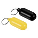 PATIKILフローティングキーホルダー、2個セットのプラスチック製キーフロート、サーフィン、釣り、マリン、セーリング用の浮力キーリング、黒、黄色