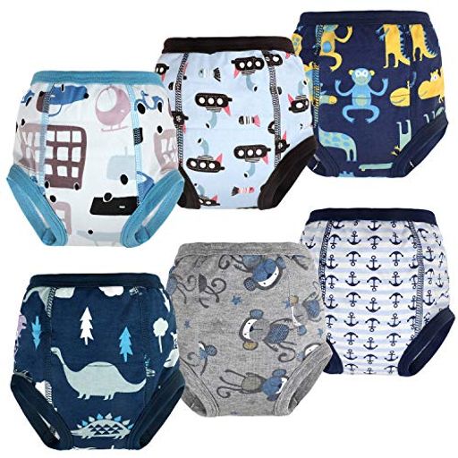 [MOOMOO BABY] トレーニングパンツ 6 枚入 強い吸水性ベビーのトイレトレーニング下着 通気性コットン ショーツ ブリーフ 赤ちゃん 男の子用 漫画柄 130