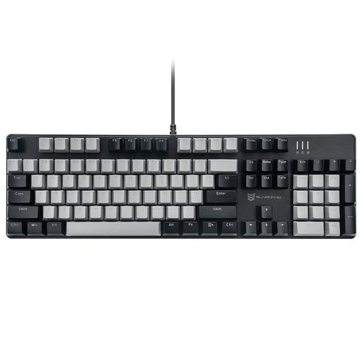 Merdiaメカニカル式ゲーミングキーボード全104キーボードUS配列USB有線キーボードLEDバックライト付き(青軸-ブラックとグレー)