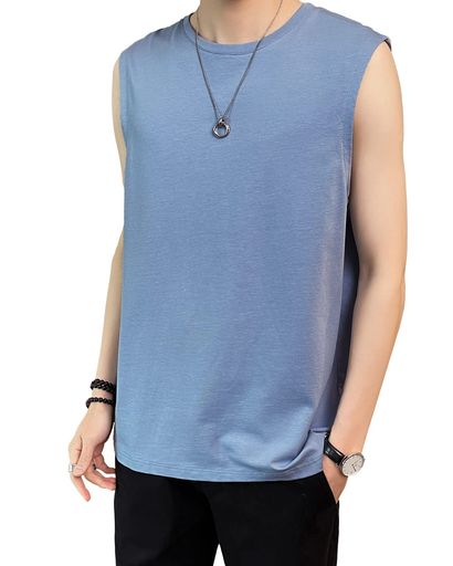 [westkun]メンズタンクトップ無地ノースリーブカットソーコットンおしゃれ綿100%韓国ファッションシン..