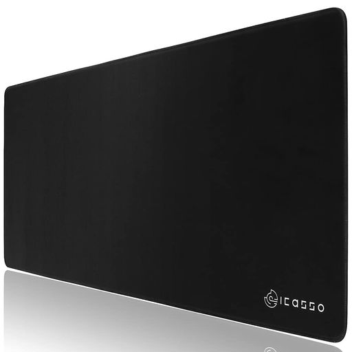 iCassoゲーミングマウスパッド大型90x40cmおしゃれデスクマット耐水性清潔しやすいゴムベースゲームオフィスホーム用男女兼用(ブラック)