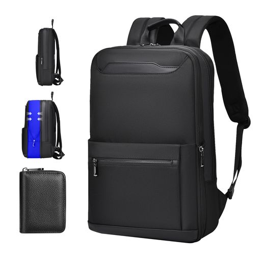 [AouduoYomi]ビジネスリュックメンズ軽量薄型拡張可能大容量バックパック耐衝撃防水A4ファイル15.6インチPCパソコンリュック多機能ポケット防汚性通気性撥水加工通勤通学出張旅行カバン(ブ…