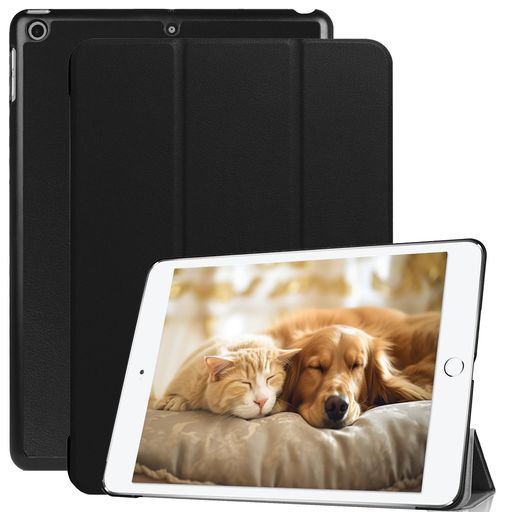 iPadケース9.7インチ第5世代第6世代(2018/2017)通用カバー三つ折りスタンドオートスリープ機能アイパッド用タブレットケースPU+PC軽量耐衝撃iPadカバー(ブラックiPad9.7(2018/2017))の商品画像