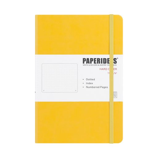 PAPERIDEAS ノート A5 ハードカバー ゴムバンド付き (ドット レモンイエロー)