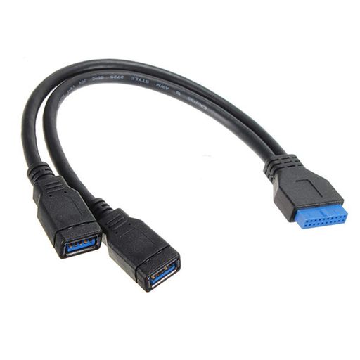 2ポートUSB3.0Aネジ留め式パネルマザーボードへの取り付け20ピンフラットケーブルコード27cm