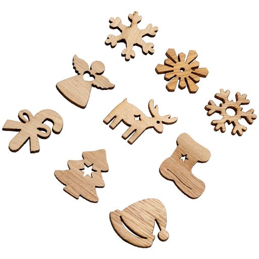 LIOOBO 100PCS木製スライス クリスマス DIY 工芸品 木製 天然木 木片 クリスマスツリー 装飾 100個(ランダム)