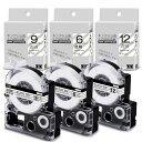 Airmall互換品テプラテープ透明12mm9mm6mmST12KST9KST6K各1個汎用キングジムテプラPROテープ3点のテープセット