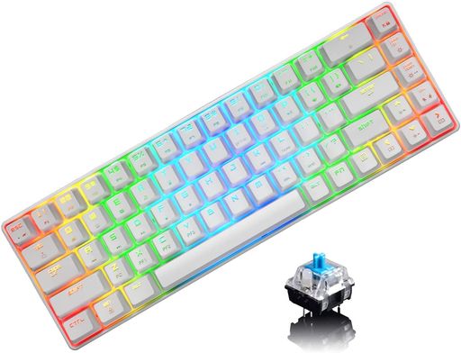 URCHOICELTD MK68 ゲーミングキーボード RGB メカニカルゲーミングキーボード 青軸 テンキーレス 英語配列 有線 TYPE C 小型ーホワイト URCHOICELTD MK68 ゲーミングキーボード RGB メカニカルゲーミングキーボード 青軸 テンキーレス 英語配列 有線 TYPE C 小型ーホワイト