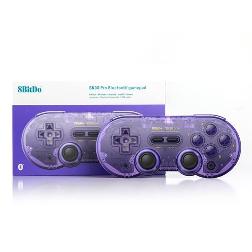 8BitdoSN30ProワイヤレスブルートゥースコントローラーSwitch/SwitchOLED/Windows/Android/macOS/SteamDeck/Raspberry用ゲームパッド【水晶紫】