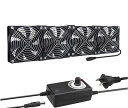 YOWEE4連120MMX25MMAC冷却ファンケースファンAC100-220Vスピードコントローラー付き、窓用温室用車中泊换気扇、USプラグ