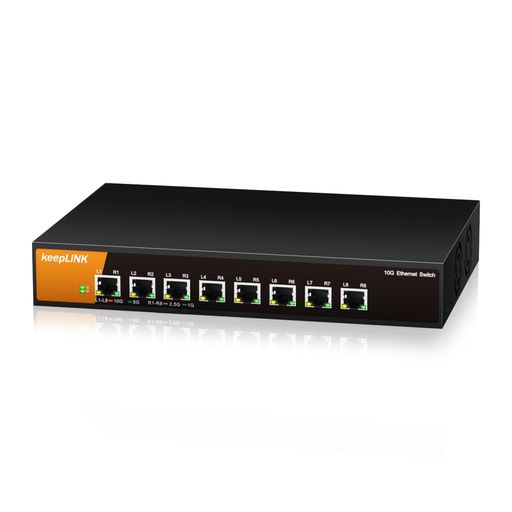 keepLiNK8ポートスイッチングハブ10Gbps対応アンマネージ金属筐体プラグプレイマルチギガビット