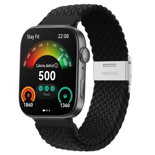 [ULIGADUO] 交換用バンド FOR HUAWEI WATCH FIT3に対応 ウォッチバンド マルチカラーのナイロン編組 HUAWEI WATCH FIT3バンド スライド留め具 (ブラック)