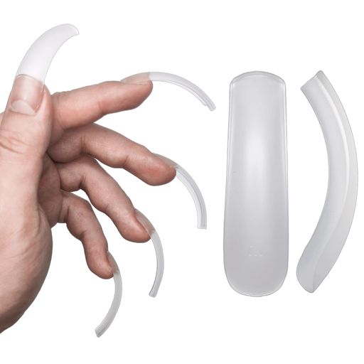 NOVO OVO ネイルチップ、カーブフルカバージェル X プレスオンネイル、エクストラカーブスクエア厚手ロング XL XXL アクリルフェイクネイルエクステンションキット、クリアソフトフレンチ付け爪 12 サイズ 240 個 [並行輸入品]