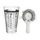 カクテルセット ミキシンググラス カクテルミキシンググラス 400ML 目盛り付き 4本爪カクテルストレーナー付き