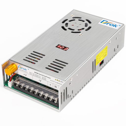 DROKスイッチング電源AC110/220V右向き矢印DC0-48V5A240W電圧調整可能安定化でんげん直流デンゲン変換器過負荷電圧遮断放熱ファン付きコンバーター
