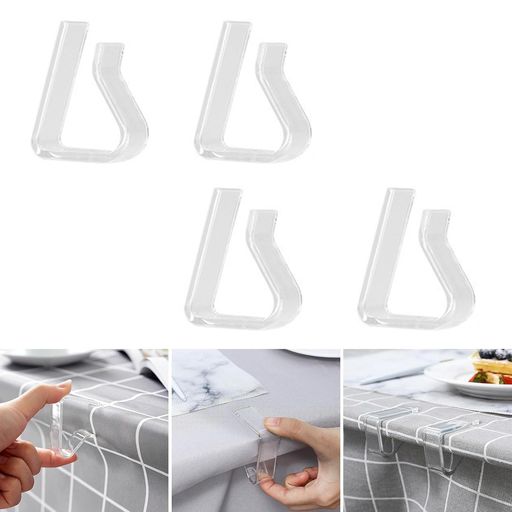 ChasCoCoテーブルクロス止め固定用テーブルクロスクリップ4個入り2~3.5cm対応デスクボードクリアータイプテーブルクロスストッパープラスチックデスクボード滑り止め防風とうめい